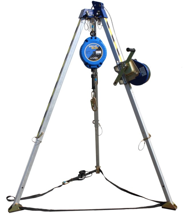 Zestaw Ratowniczy IRUDEK: Trójnóg TRIP 1 + Wyciągarka 20m + Urządzenie Samohamowne 10m