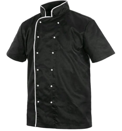 Stylowa i Praktyczna Bluza Kucharska Chef - Krótki Rękaw, Czarna - zdjęcie 2