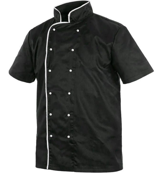 Stylowa i Praktyczna Bluza Kucharska Chef - Krótki Rękaw, Czarna - zdjęcie 2