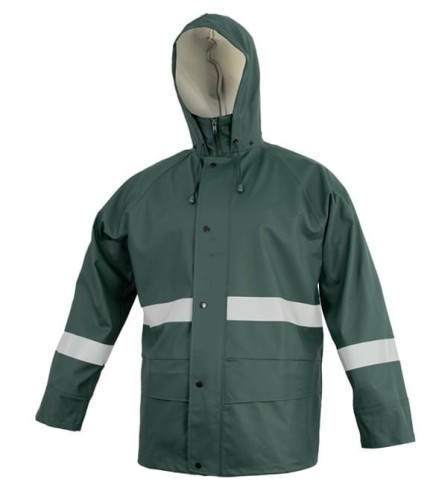 Kurtka Przeciwdeszczowa Ostrzegawcza BORNHOLM-REF Zielona - PU, Odblaskowa