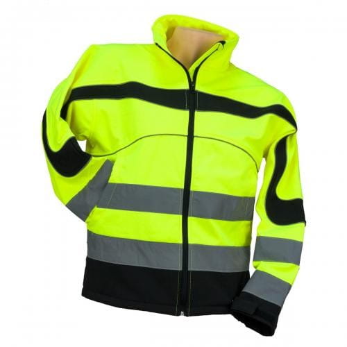 Kurtka Softshell Ostrzegawcza URGENT Żółto-Pomarańczowa Odblaskowa Wodoodporna - zdjęcie 2