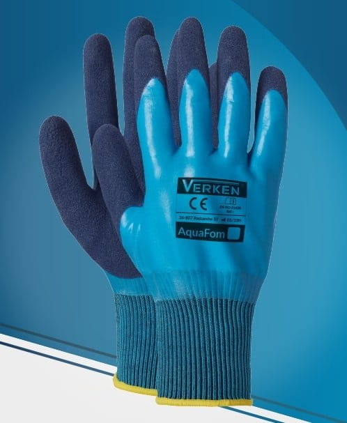 Rękawice Ochronne AQUAFOM Powlekane Lateksem - Wodoodporne, Elastyczne