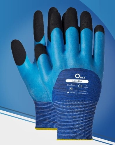 Rękawice Robocze BLUEFOM Powlekane Spienionym Lateksem - Podwójna Warstwa na Palcach - zdjęcie 2