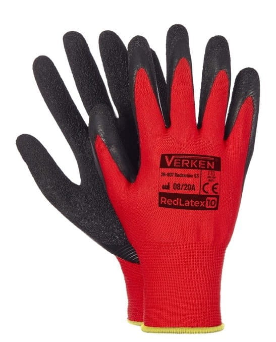 Rękawice Robocze REDLATEX Czerwone Powlekane Porowatym Lateksem - Elastyczne, EN420