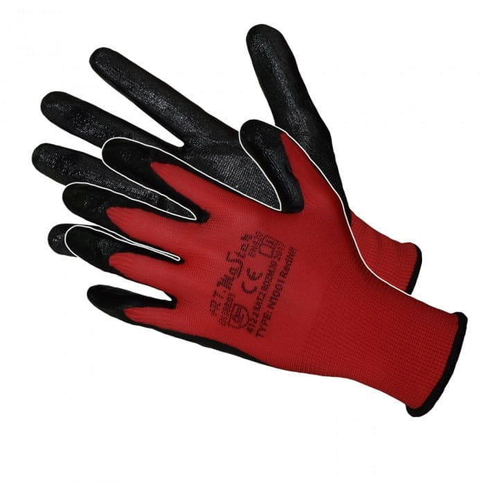 Rękawice Robocze REDNIT Powlekane Nitrylem Czerwone - EN388 2111