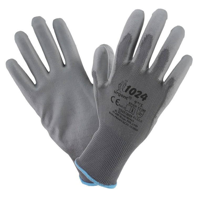 Rękawice Robocze URGENT 1024 Poliuretanowe Poliestrowe Szare