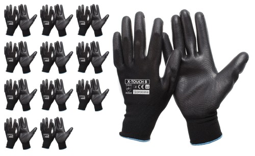 Rękawice robocze X-TOUCH BLACK poliuretan - zdjęcie 2
