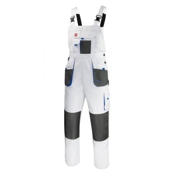 Ogrodniczki Robocze CLASSIC Białe 270g - Wzmocnienia Oxford, 10 Kieszeni