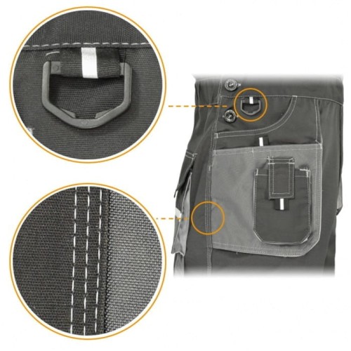 Ogrodniczki Robocze EUROCLASSIC 270g - Wzmocnienia Oxford, Odblaskowe, 11 Kieszeni - zdjęcie 2