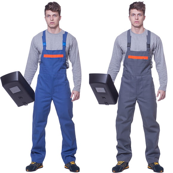 Spodnie robocze ogrodniczki z tkaniny trudnopalnej