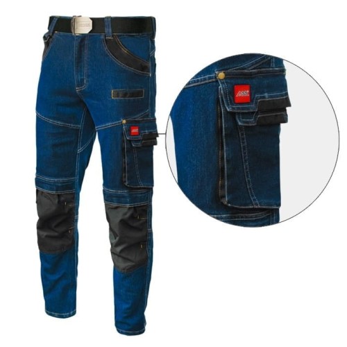 Spodnie robocze Jeans Stretch niebieskie - wygodne i nowoczesne - zdjęcie 2