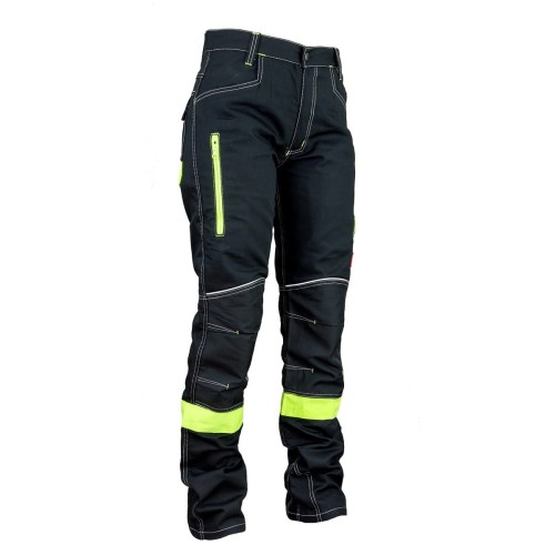 URGENT 717 Spodnie robocze do pasa – czarne, elementy odblaskowe, 6 kieszeni - zdjęcie 2