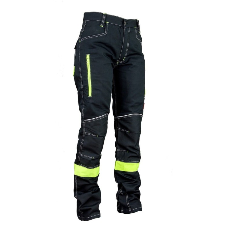 URGENT 717 Spodnie robocze do pasa – czarne, elementy odblaskowe, 6 kieszeni - zdjęcie 2