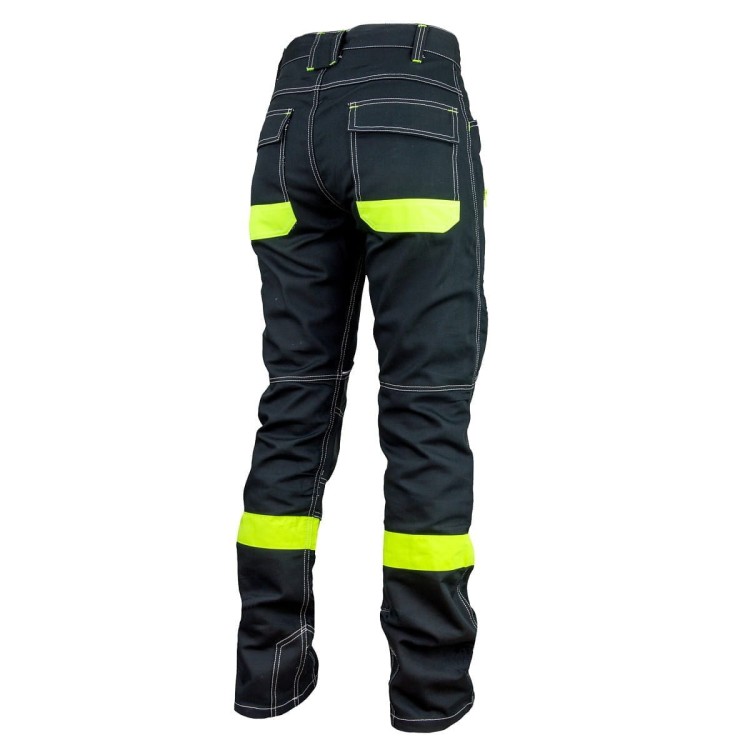 URGENT 717 Spodnie robocze do pasa – czarne, elementy odblaskowe, 6 kieszeni - zdjęcie 3