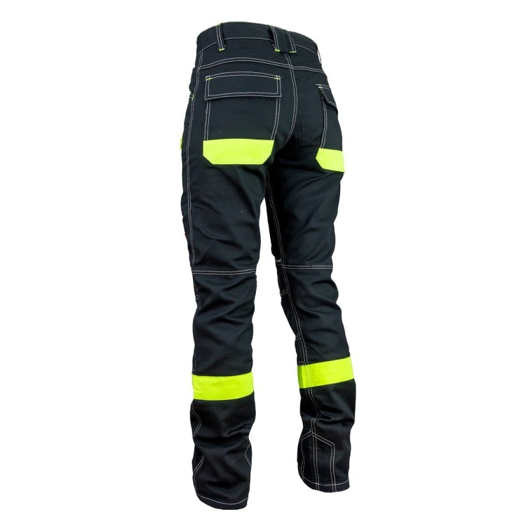 URGENT 717 Spodnie robocze do pasa – czarne, elementy odblaskowe, 6 kieszeni - zdjęcie 4