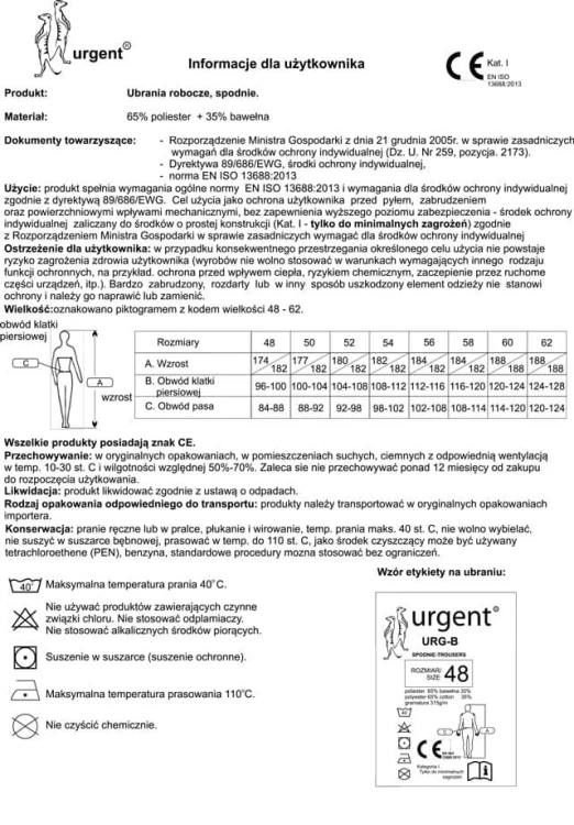 URG-B Spodnie robocze do pasa - bawełna/poliester, wzmocnienia - zdjęcie 4