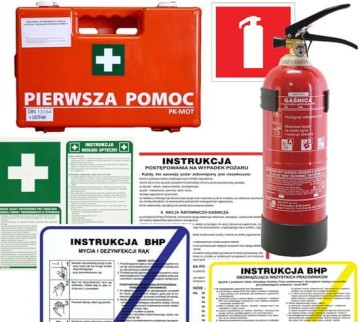 Zestaw BHP dla Firm MAŁY: Apteczka K-10 + Gaśnica Proszkowa 2kg ABC + Instrukcje