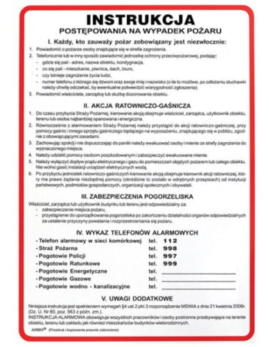 Znak Instr.Post.na Wypadek Pożaru Z-IP1-P-250x350 - zdjęcie 2