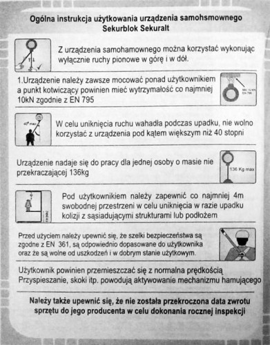Urządzenie samohamowne SEKURBLOK 7,5 M bączek ATEX - zdjęcie 2